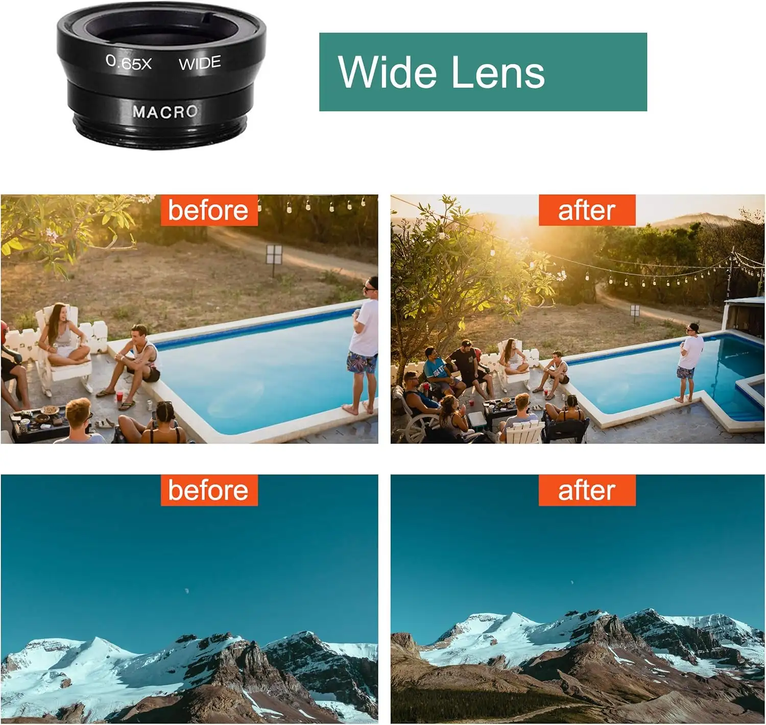 Ailun Phone Lens 3 in 1 Clip On 180 Degree Fish Eye Lens+0.65X Wide Angle+10X Macro Lens - 91rOaNVammL._AC_SL1500_